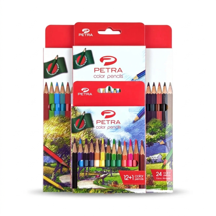 Petra Classic Color Pencil Set 12 and 24 Shades Paper Pack Student Coloring Pencils - PAPERTREE