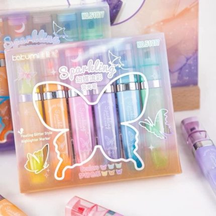 Sparkling Glitter Style Highlighter Set 6pcs Marker