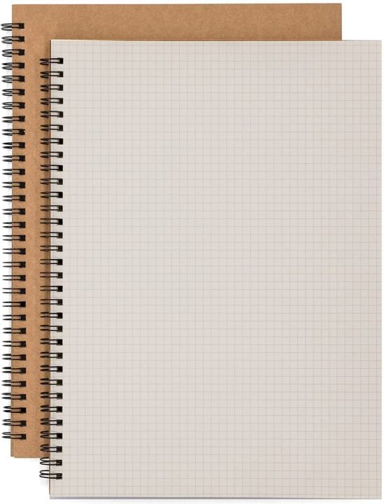 Square Grid Spiral Notebook Kraft Cover | Wirebound Journal with Natural Shade Pages | Grid Writing Notebook - PAPERTREE Square Grid Spiral Notebook Kraft Cover | Wirebound Journal with Natural Shade Pages | Grid Writing Notebook - PAPERTREE