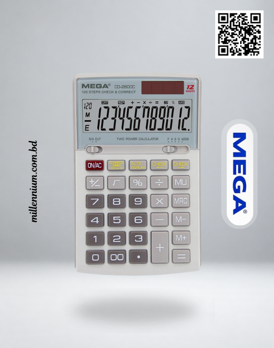 MEGA CD-2600C 12-digit Check & Correct calculator- millennium